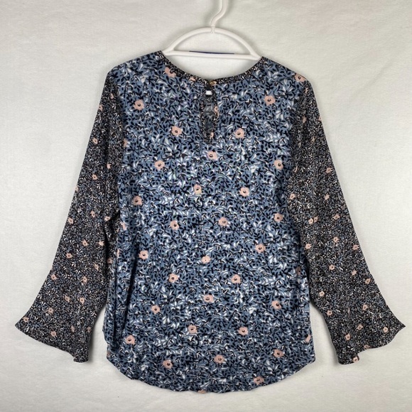 LOFT | Women’s blue grey pink floral tunic‎ | flowy | 100% Polyester | Medium | - Picture 6 of 9